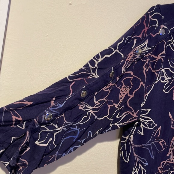 Purple Apt. 9 floral bird top 3/4 sleeves - Picture 2 of 4